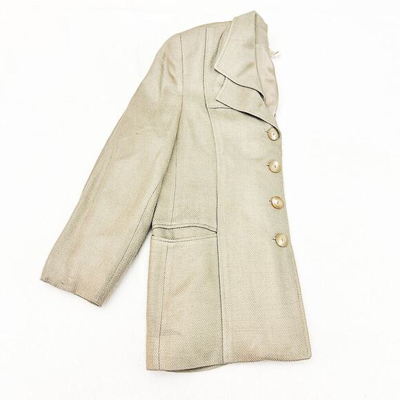 John Tagia Linen Blend Woven Button Down Blazer Shoulder Pads Size 16 - Picture 6 of 6